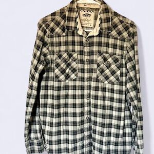 Vans Black, Grey, and White Plaid Button Up Shirt